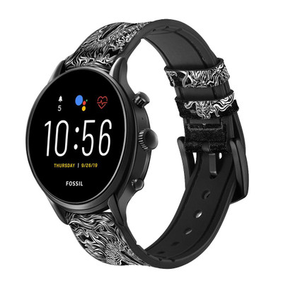 CA0214 Dragon Tattoo Cinturino in pelle e silicone Smartwatch per Fossil Smartwatch