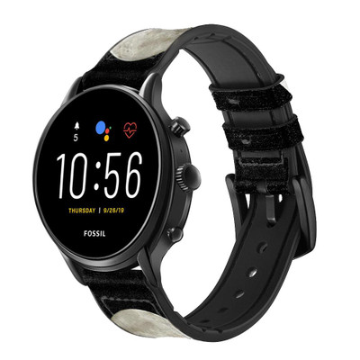 CA0221 Wolf Howling at The Moon Cinturino in pelle e silicone Smartwatch per Fossil Smartwatch