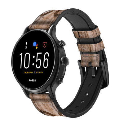 CA0239 Goat Wood Graphic Printed Cinturino in pelle e silicone Smartwatch per Fossil Smartwatch