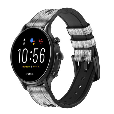 CA0324 Gecko Wood Graphic Printed Cinturino in pelle e silicone Smartwatch per Fossil Smartwatch