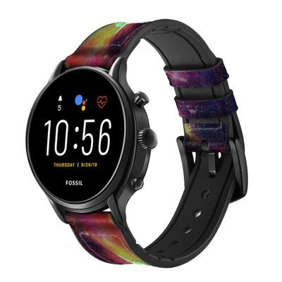 CA0341 Rainbow Unicorn Nebula Space Cinturino in pelle e silicone Smartwatch per Fossil Smartwatch