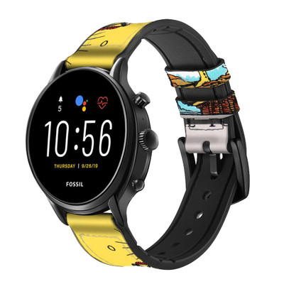 CA0452 Tarot Card The Fool Cinturino in pelle e silicone Smartwatch per Fossil Smartwatch