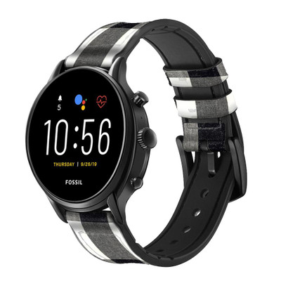 CA0464 Black and White Buffalo Check Pattern Cinturino in pelle e silicone Smartwatch per Fossil Smartwatch CA0464 Black and White Buffalo Check Pattern Cinturino in pelle e silicone Smartwatch per Fossil Smartwatch