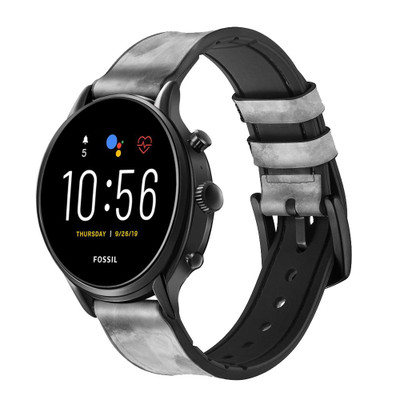CA0467 Gray Marble Texture Cinturino in pelle e silicone Smartwatch per Fossil Smartwatch