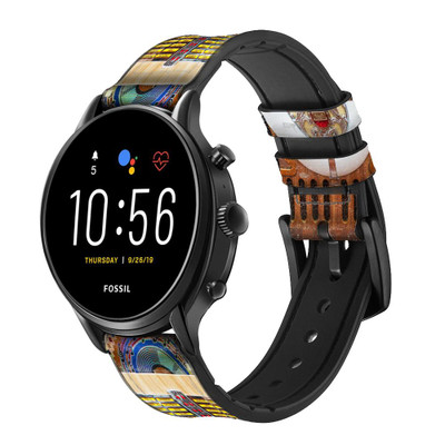 CA0470 Jukebox Music Playing Device Cinturino in pelle e silicone Smartwatch per Fossil Smartwatch