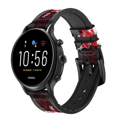 CA0515 UK British Flag Map Cinturino in pelle e silicone Smartwatch per Fossil Smartwatch