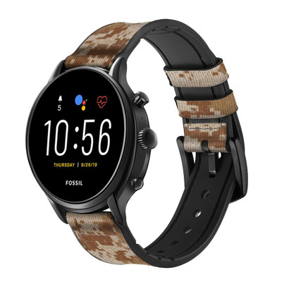 CA0517 Desert Digital Camo Camouflage Cinturino in pelle e silicone Smartwatch per Fossil Smartwatch