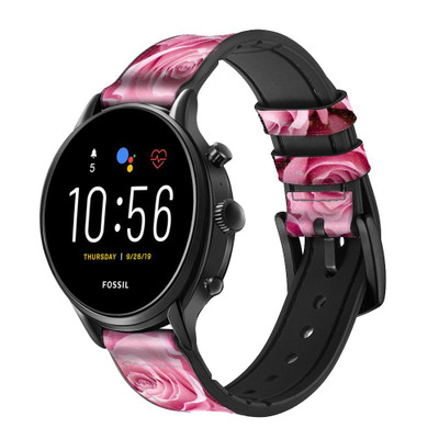 CA0519 Pink Rose Cinturino in pelle e silicone Smartwatch per Fossil Smartwatch