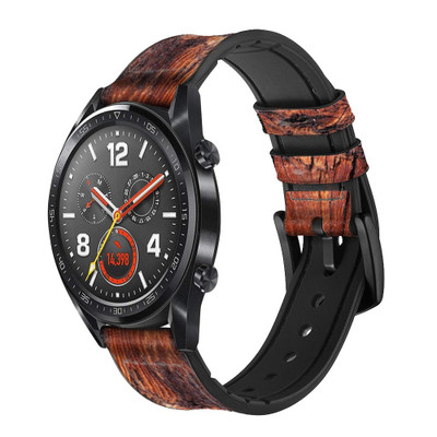 CA0080 Wood Graphic Printed Cinturino in pelle e silicone Smartwatch per Wristwatch Smartwatch