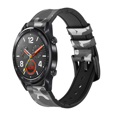 CA0240 Gray Camo Camouflage Graphic Printed Cinturino in pelle e silicone Smartwatch per Wristwatch Smartwatch