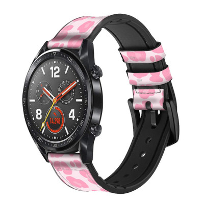 CA0245 Pink Leopard Pattern Cinturino in pelle e silicone Smartwatch per Wristwatch Smartwatch