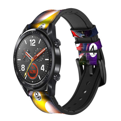 CA0251 Billiard Pool Ball Cinturino in pelle e silicone Smartwatch per Wristwatch Smartwatch