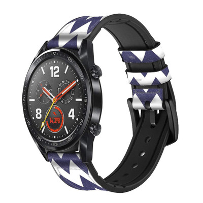CA0273 Navy Blue Shavron Zig Zag Pattern Cinturino in pelle e silicone Smartwatch per Wristwatch Smartwatch