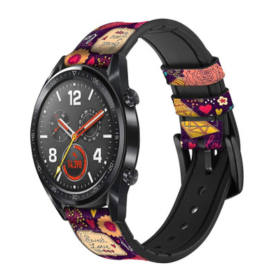 CA0278 Paris Cartoon Vintage Pattern Cinturino in pelle e silicone Smartwatch per Wristwatch Smartwatch