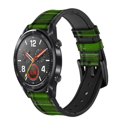 CA0289 Tartan Green Pattern Cinturino in pelle e silicone Smartwatch per Wristwatch Smartwatch