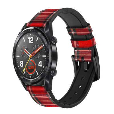 CA0290 Tartan Red Pattern Cinturino in pelle e silicone Smartwatch per Wristwatch Smartwatch