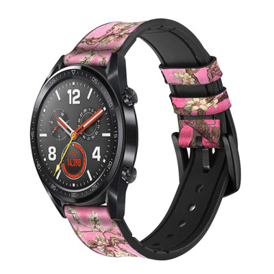 CA0325 Pink Blossoming Almond Tree Van Gogh Cinturino in pelle e silicone Smartwatch per Wristwatch Smartwatch