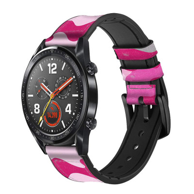 CA0359 Pink Camo Camouflage Cinturino in pelle e silicone Smartwatch per Wristwatch Smartwatch