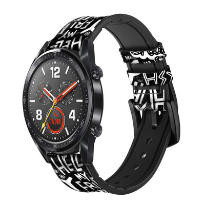 CA0425 Hey Hi Hello Art Pattern Cinturino in pelle e silicone Smartwatch per Wristwatch Smartwatch