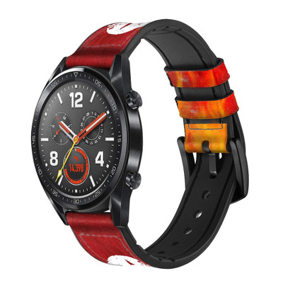 CA0446 Fire Red Devil Spear Symbol Cinturino in pelle e silicone Smartwatch per Wristwatch Smartwatch
