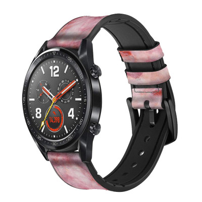 CA0465 Pink Marble Texture Cinturino in pelle e silicone Smartwatch per Wristwatch Smartwatch