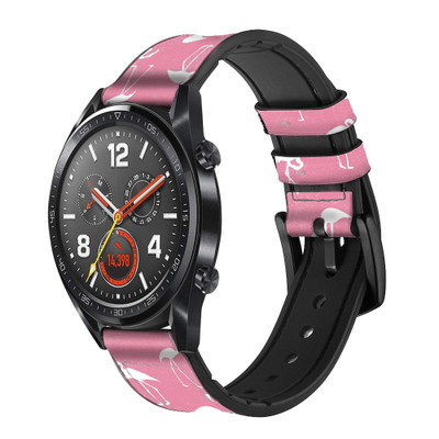CA0472 Pink Flamingo Pattern Cinturino in pelle e silicone Smartwatch per Wristwatch Smartwatch