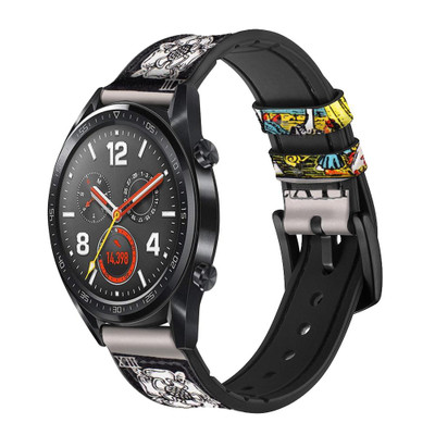 CA0532 Tarot Card Death Cinturino in pelle e silicone Smartwatch per Wristwatch Smartwatch