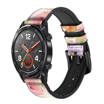 CA0547 Sweet Flower Painting Cinturino in pelle e silicone Smartwatch per Wristwatch Smartwatch