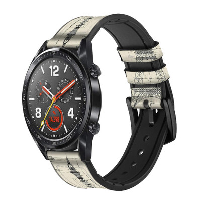 CA0769 Eiffel Architectural Drawing Cinturino in pelle e silicone Smartwatch per Wristwatch Smartwatch