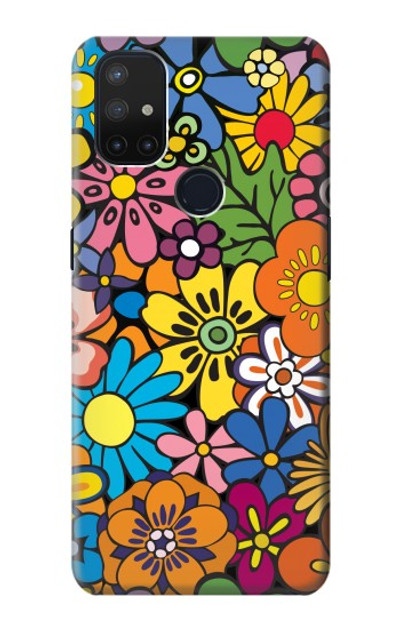 S3281 Colorful Hippie Flowers Pattern Case Cover Custodia per OnePlus Nord N10 5G