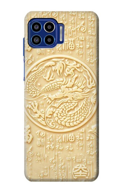 S3288 White Jade Dragon Graphic Painted Case Cover Custodia per Motorola One 5G