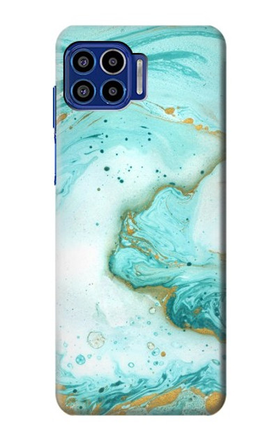 S3399 Green Marble Graphic Print Case Cover Custodia per Motorola One 5G