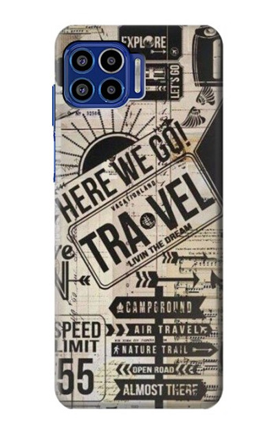 S3441 Vintage Travel Case Cover Custodia per Motorola One 5G