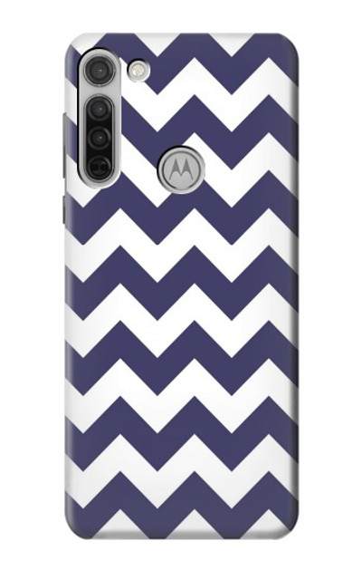 S2345 Navy Blue Shavron Zig Zag Pattern Case Cover Custodia per Motorola Moto G8