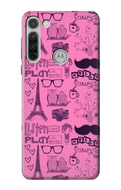 S2885 Paris Pink Case Cover Custodia per Motorola Moto G8