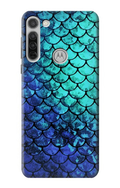 S3047 Green Mermaid Fish Scale Case Cover Custodia per Motorola Moto G8