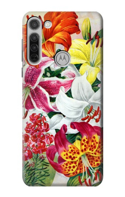 S3205 Retro Art Flowers Case Cover Custodia per Motorola Moto G8