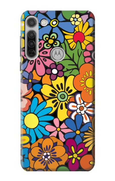 S3281 Colorful Hippie Flowers Pattern Case Cover Custodia per Motorola Moto G8