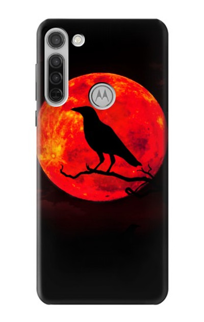 S3328 Crow Red Moon Case Cover Custodia per Motorola Moto G8