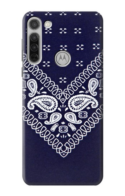 S3357 Navy Blue Bandana Pattern Case Cover Custodia per Motorola Moto G8