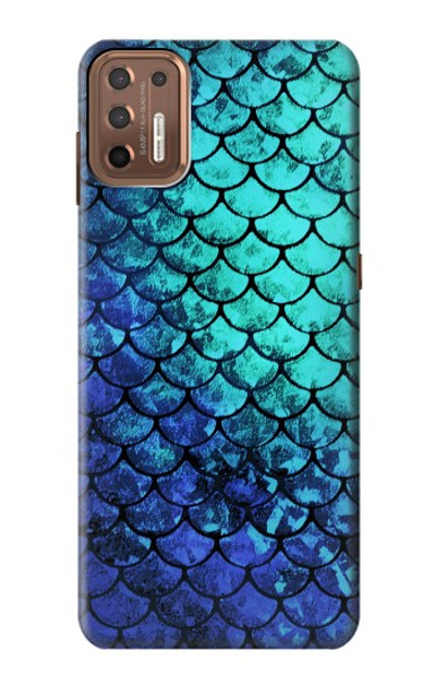 S3047 Green Mermaid Fish Scale Case Cover Custodia per Motorola Moto G9 Plus