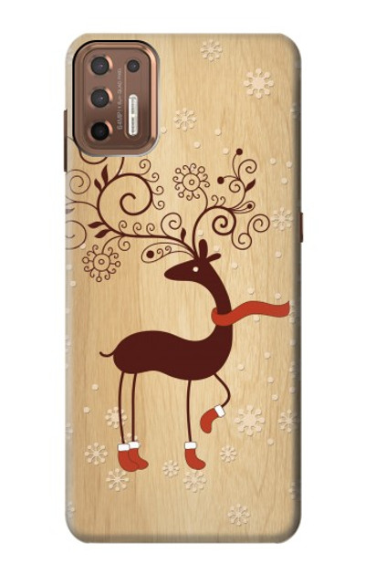 S3081 Wooden Raindeer Graphic Printed Case Cover Custodia per Motorola Moto G9 Plus