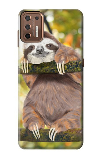 S3138 Cute Baby Sloth Paint Case Cover Custodia per Motorola Moto G9 Plus