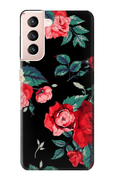 S3112 Rose Floral Pattern Black Case Cover Custodia per Samsung Galaxy S21 5G