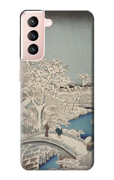 S3350 Utagawa Hiroshige Drum Bridge Yuhi Hill in Meguro Case Cover Custodia per Samsung Galaxy S21 5G