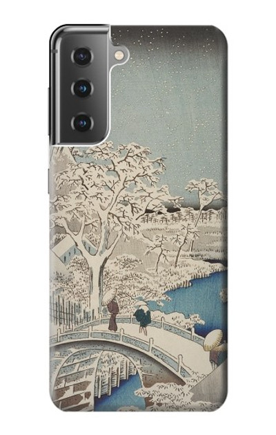 S3350 Utagawa Hiroshige Drum Bridge Yuhi Hill in Meguro Case Cover Custodia per Samsung Galaxy S21 Plus 5G, Galaxy S21+ 5G