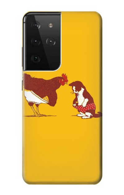 S1093 Rooster and Cat Joke Case Cover Custodia per Samsung Galaxy S21 Ultra 5G