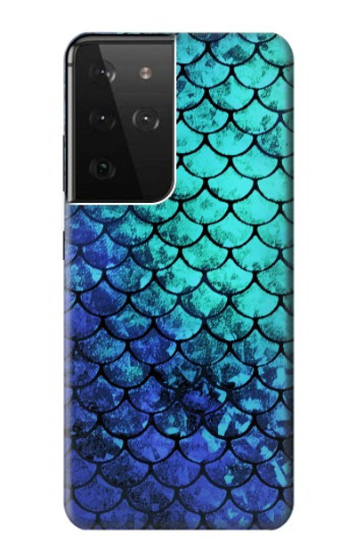 S3047 Green Mermaid Fish Scale Case Cover Custodia per Samsung Galaxy S21 Ultra 5G