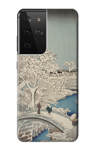 S3350 Utagawa Hiroshige Drum Bridge Yuhi Hill in Meguro Case Cover Custodia per Samsung Galaxy S21 Ultra 5G