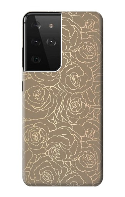 S3466 Gold Rose Pattern Case Cover Custodia per Samsung Galaxy S21 Ultra 5G